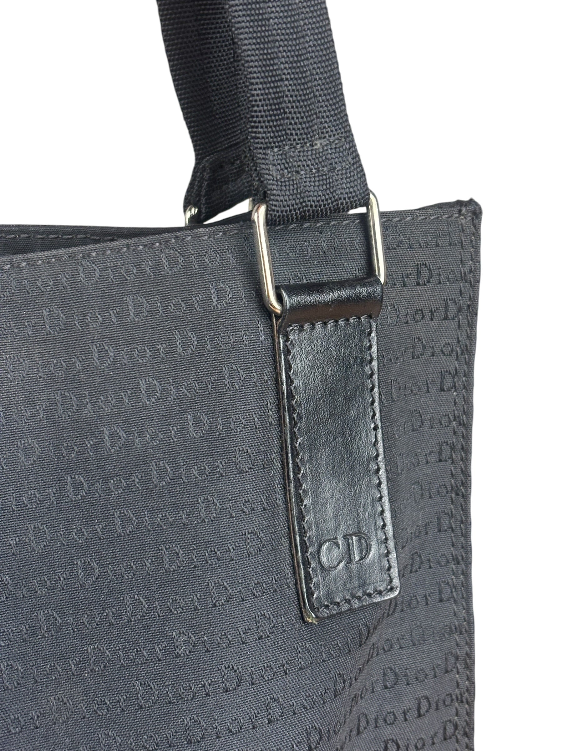 Christian Dior Vintage Black Logo Print Canvas Tote