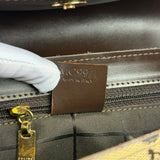 Celine Brown Leather Trim C Macadam Hobo Bag