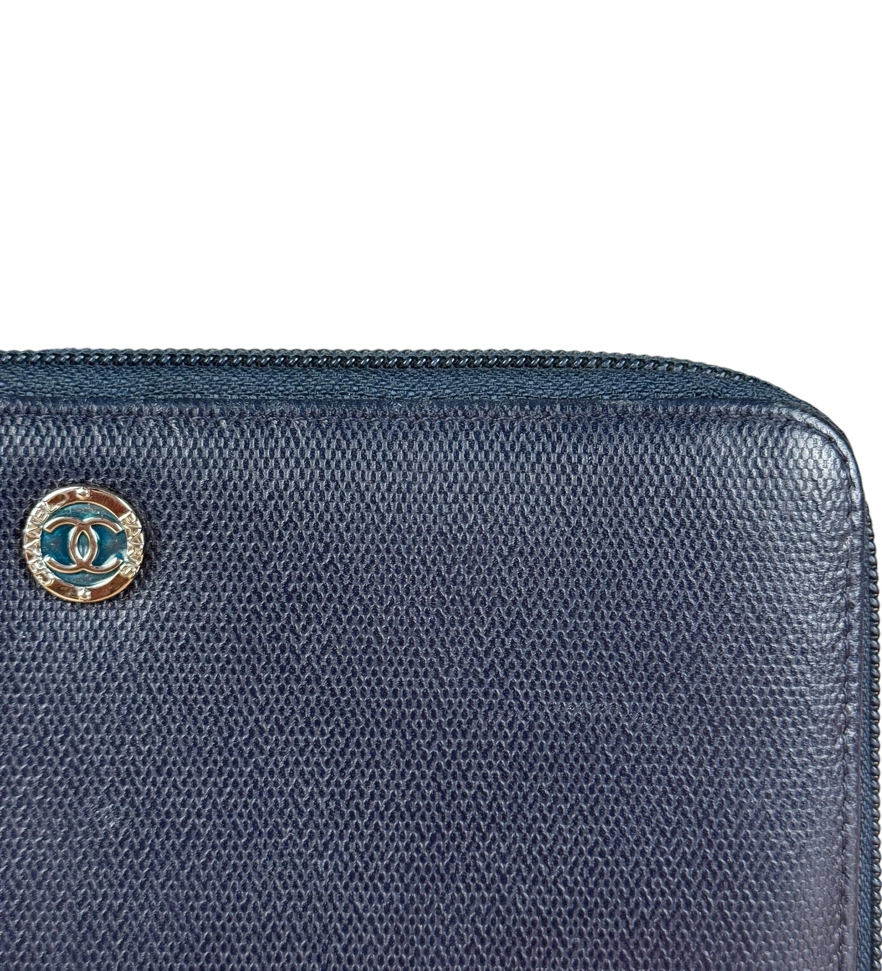 Chanel Navy Blue Long Zip Wallet