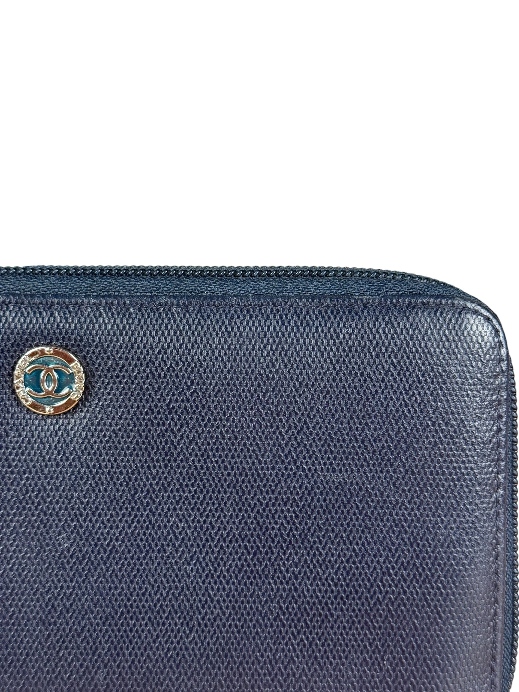 Chanel Navy Blue Long Zip Wallet