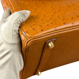 Hermes Birkin 35 Ostrich Leather Handbag Gold Hardware