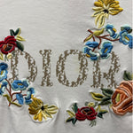 Christian Dior White Floral Embroidered Trotter Logo Short Sleeve T-Shirt