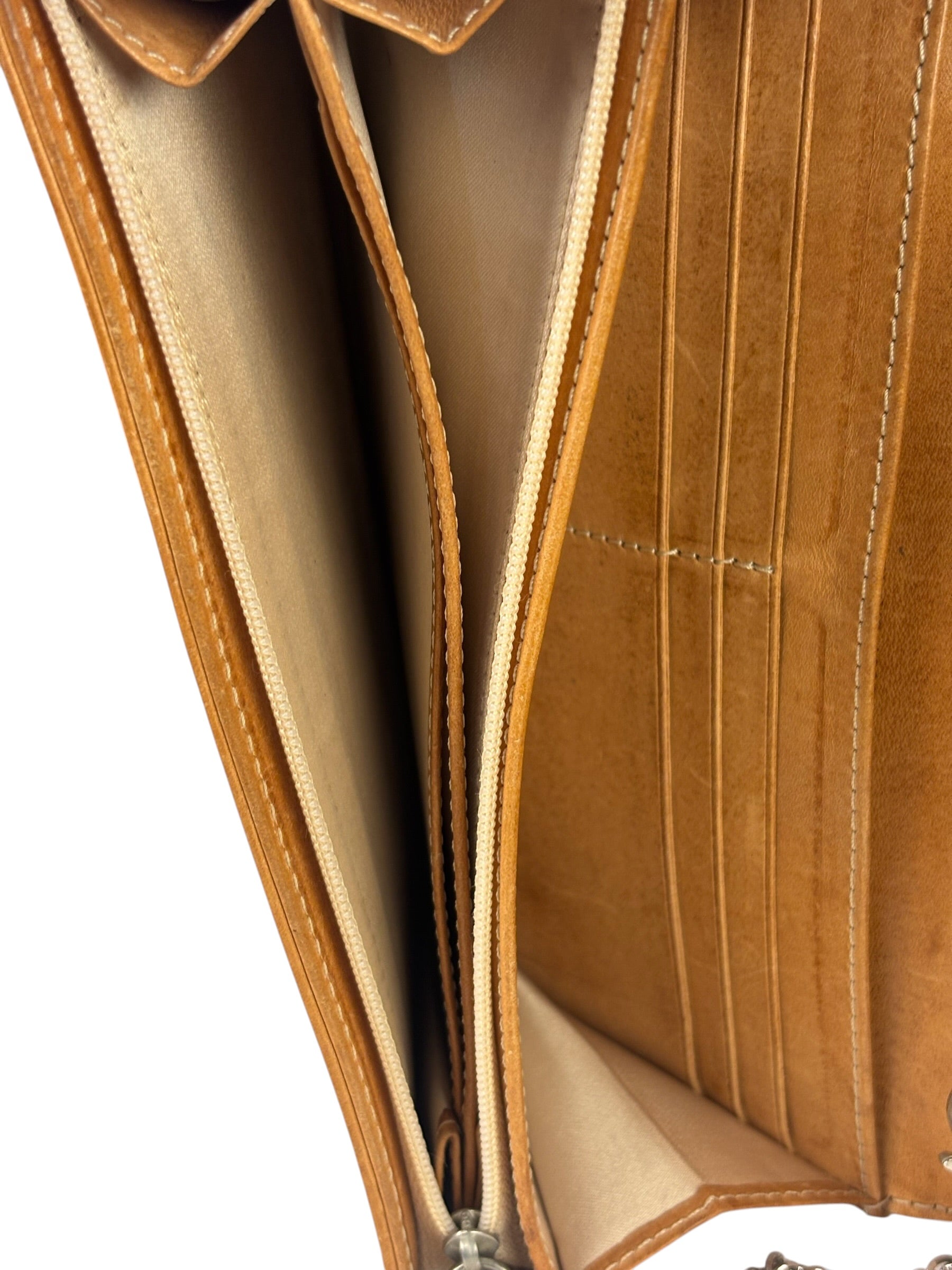 Christian Dior Brown Trotter Romantique Heart Long Wallet On Chain