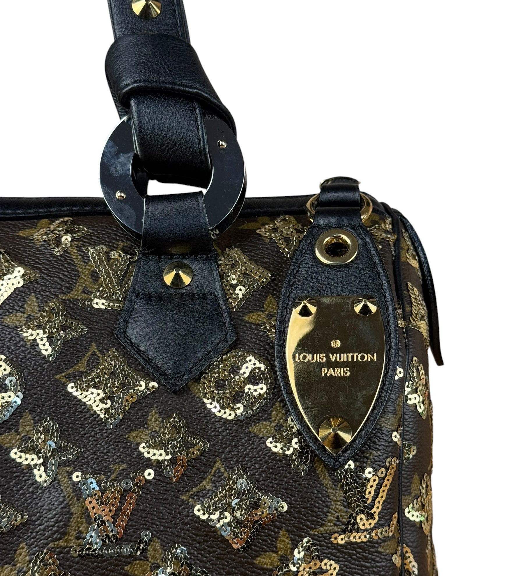 Louis Vuitton Gold Sequins Monogram Speedy Eclipse 30