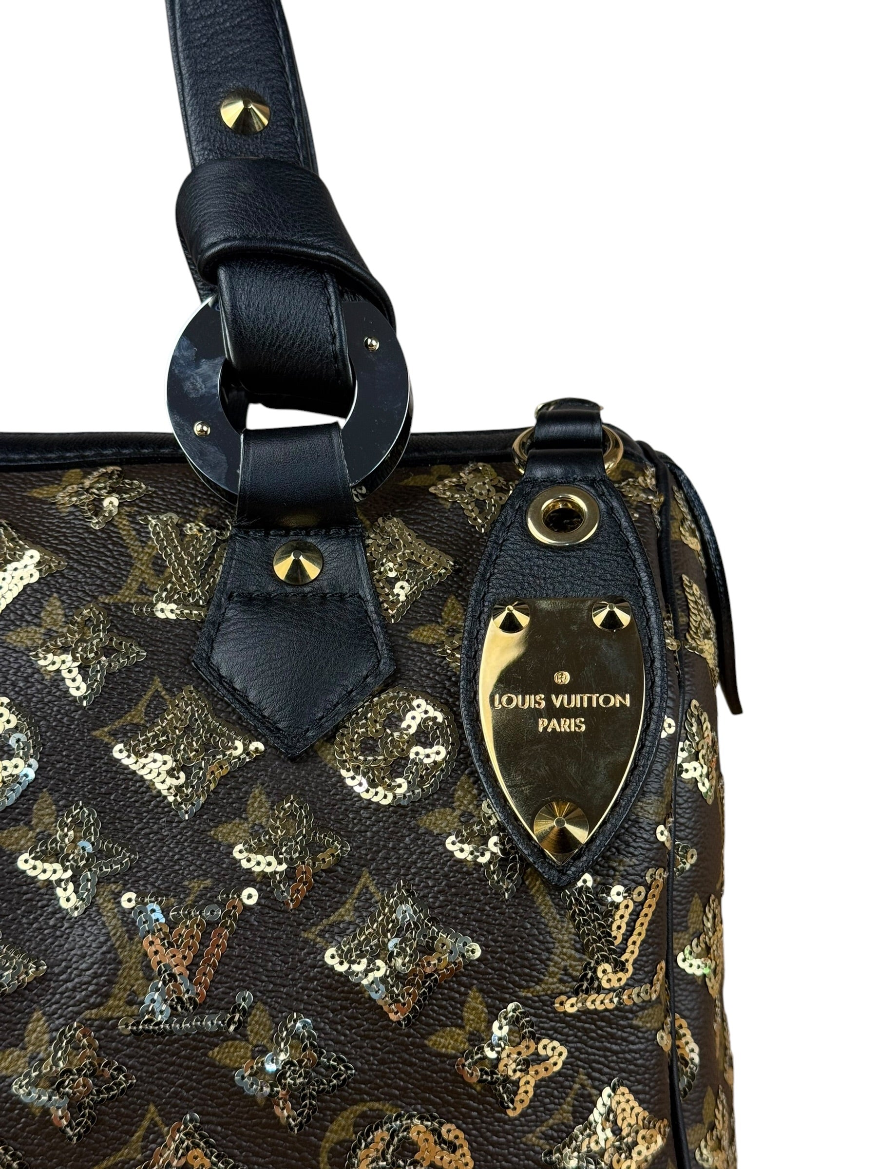 Louis Vuitton Gold Sequins Monogram Speedy Eclipse 30