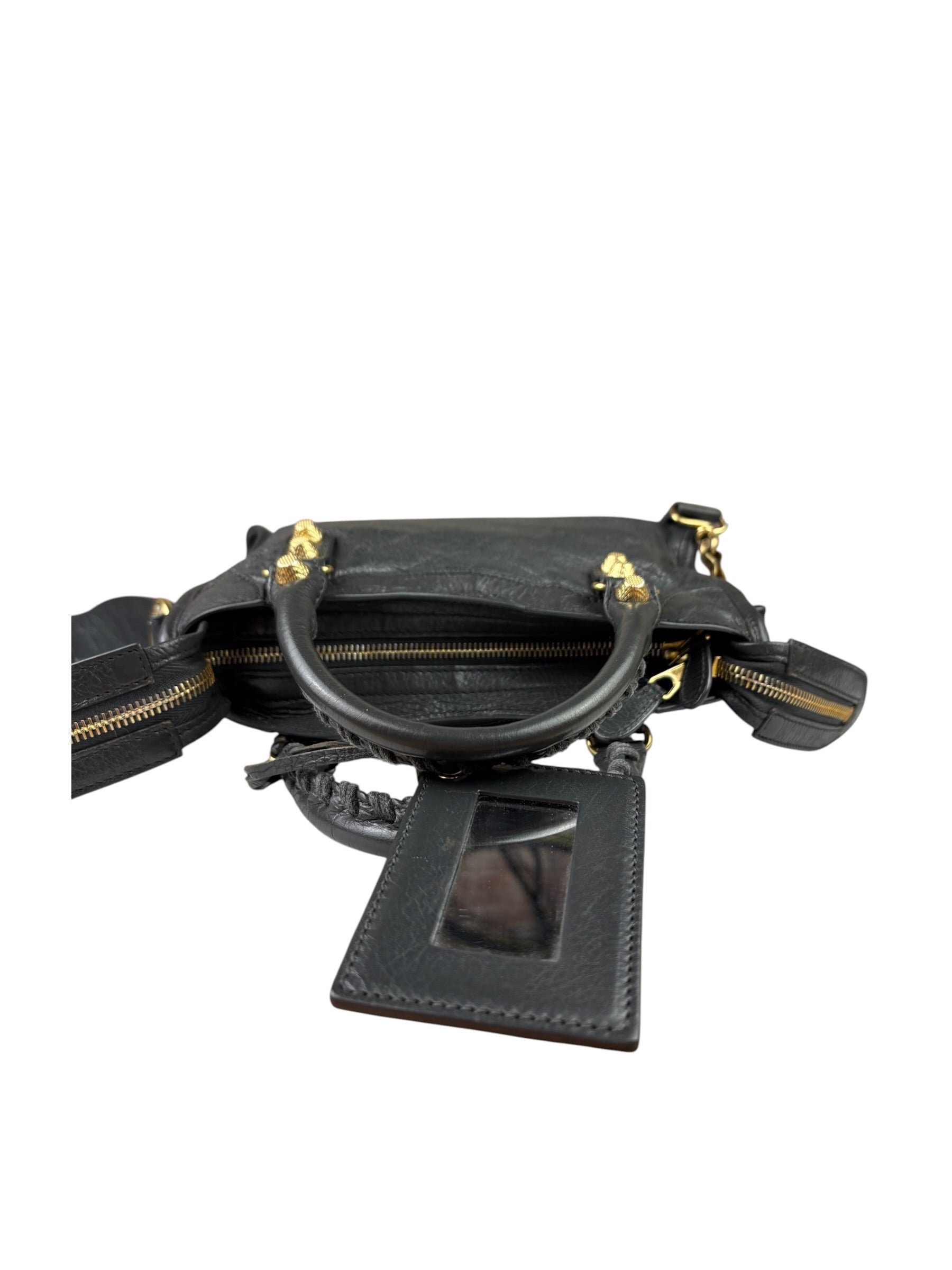 Balenciaga Grey Lambskin Motocross City Two-Way Bag