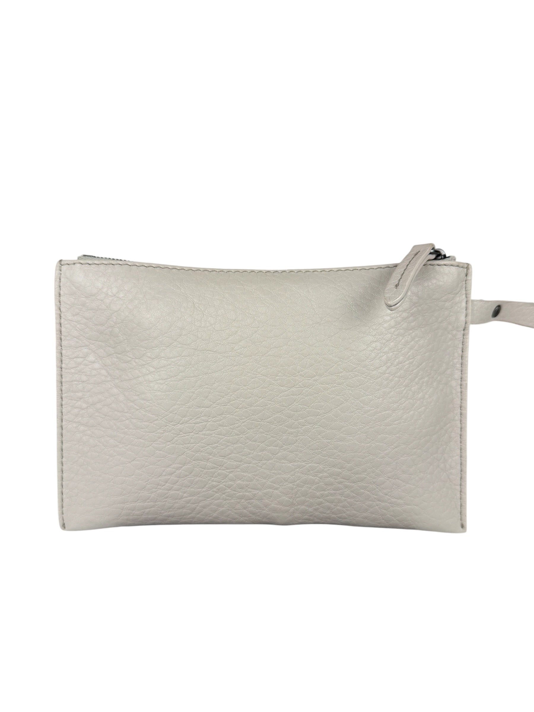 Brunello Cucinelli Ivory Grained Leather Shoulder Bag