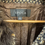 Epoca Tweed Fur Lined Long Coat