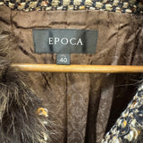 Epoca Tweed Fur Lined Long Coat