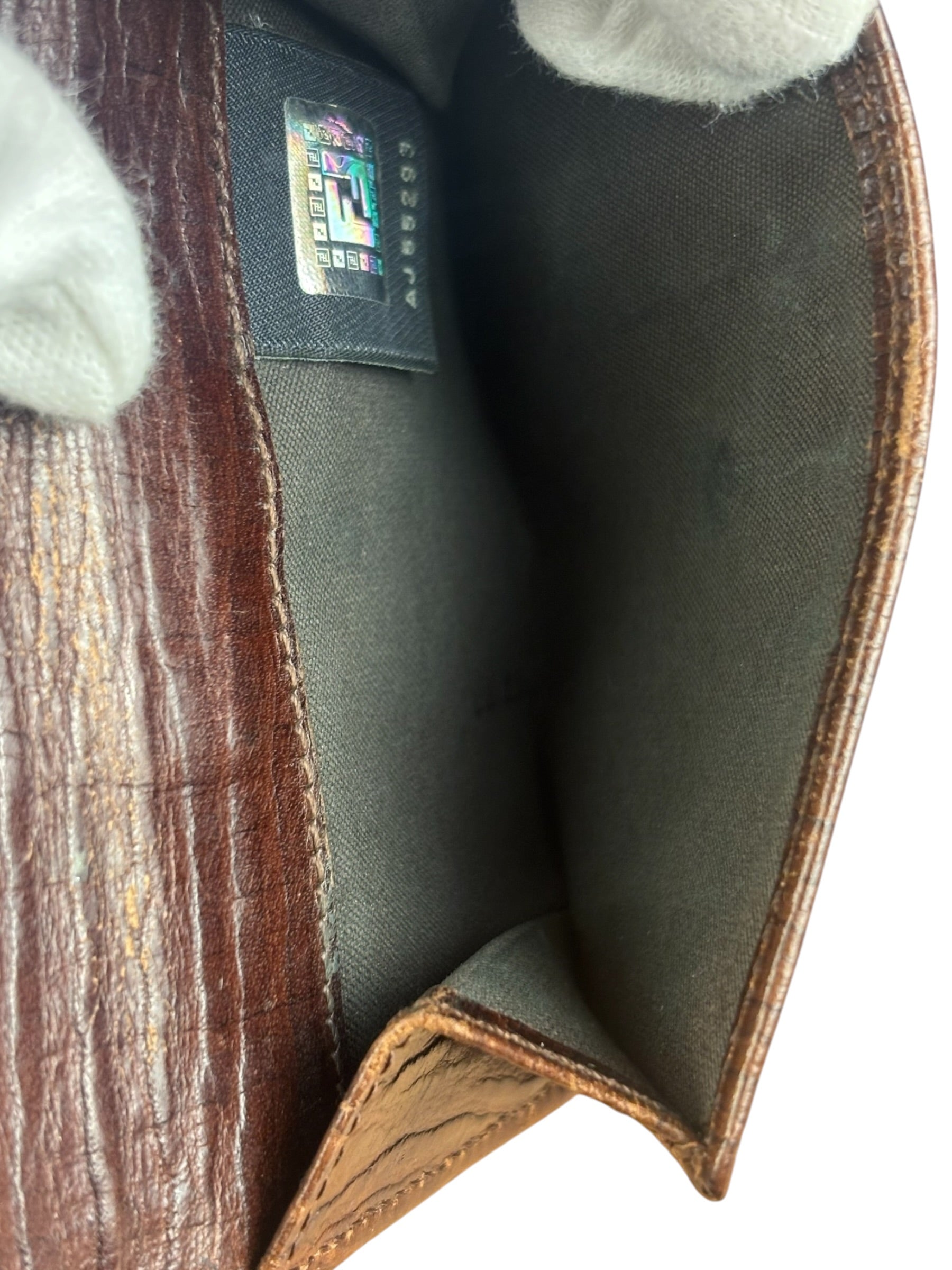 Fendi FF Buckle Canvas Print Compact Wallet