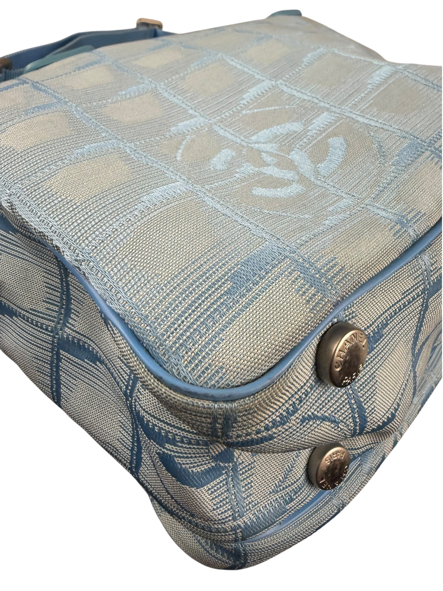 Chanel Blue CC Travel Line Tote Two-Way Bag