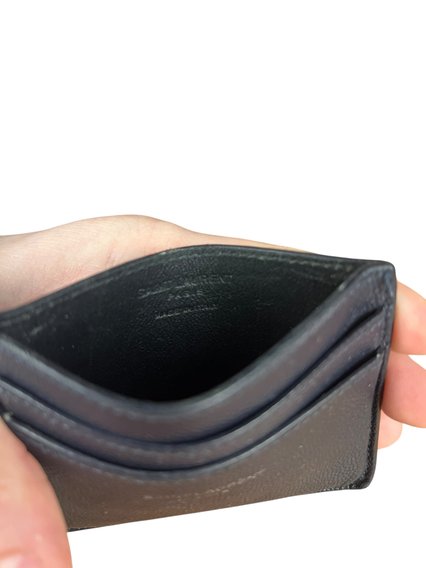 Yves Saint Laurent Leather Cardholder Navy Blue