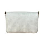 YSL White Chevron Quilted Babylone Chain Flap Shoulder Bag
