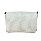 YSL White Chevron Quilted Babylone Chain Flap Shoulder Bag