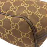 Gucci Brown Leather Trim GG Boat Pochette
