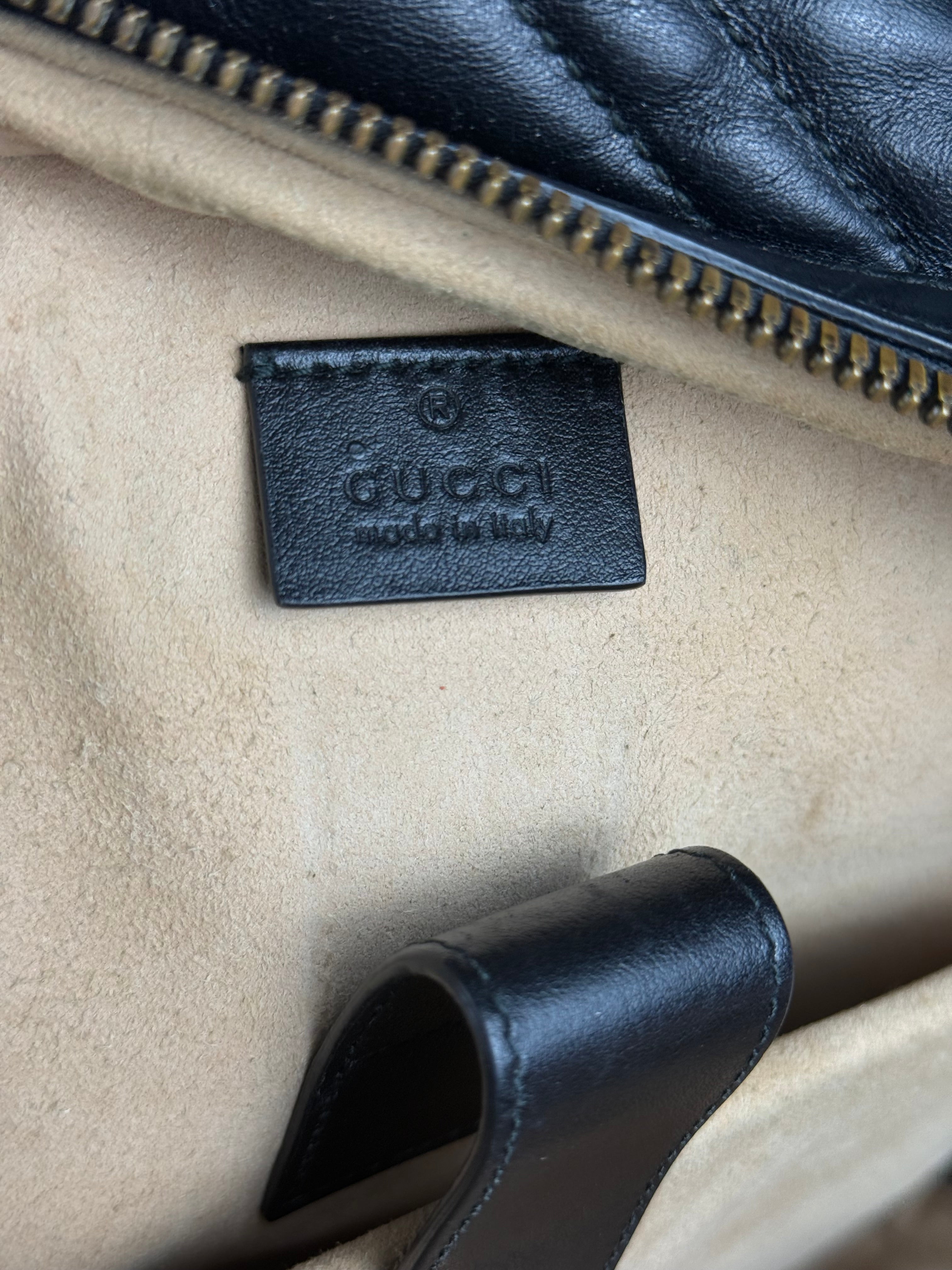Gucci Black Chevron Leather Backpack