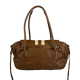 Prada Lizard Pushlock Flap Brown Vitello Daino Shoulder Bag