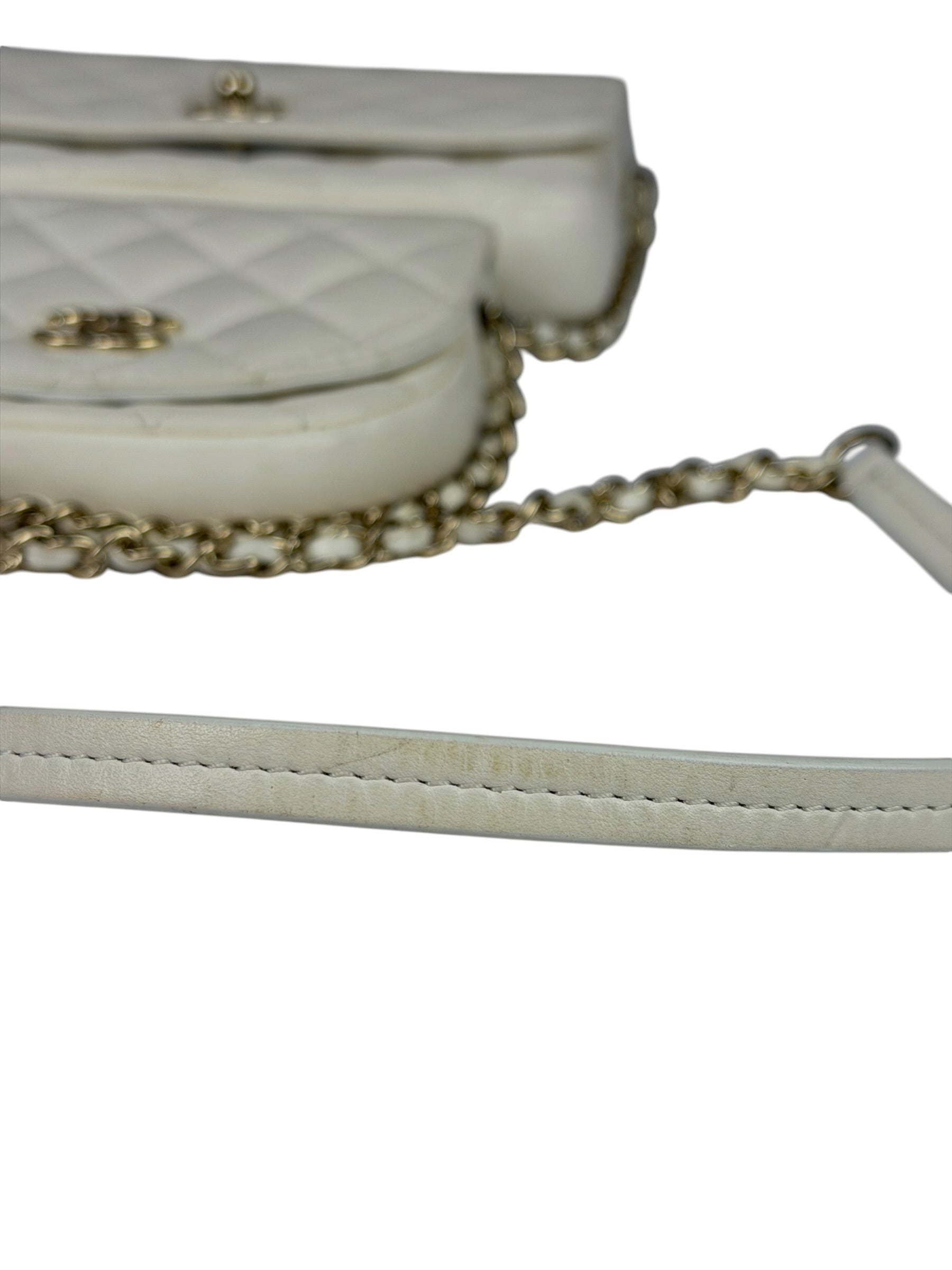 Chanel White Quilted Leather Side-Packs Dual Shoulder Bag 2019