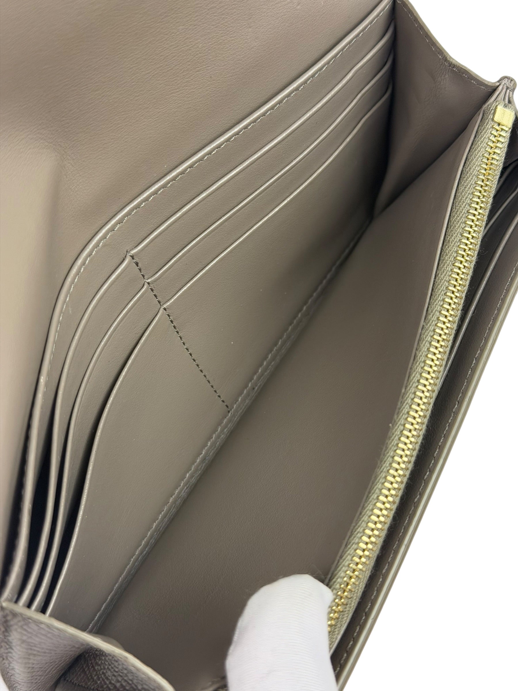 Celine Grey Leather Long Flap Wallet