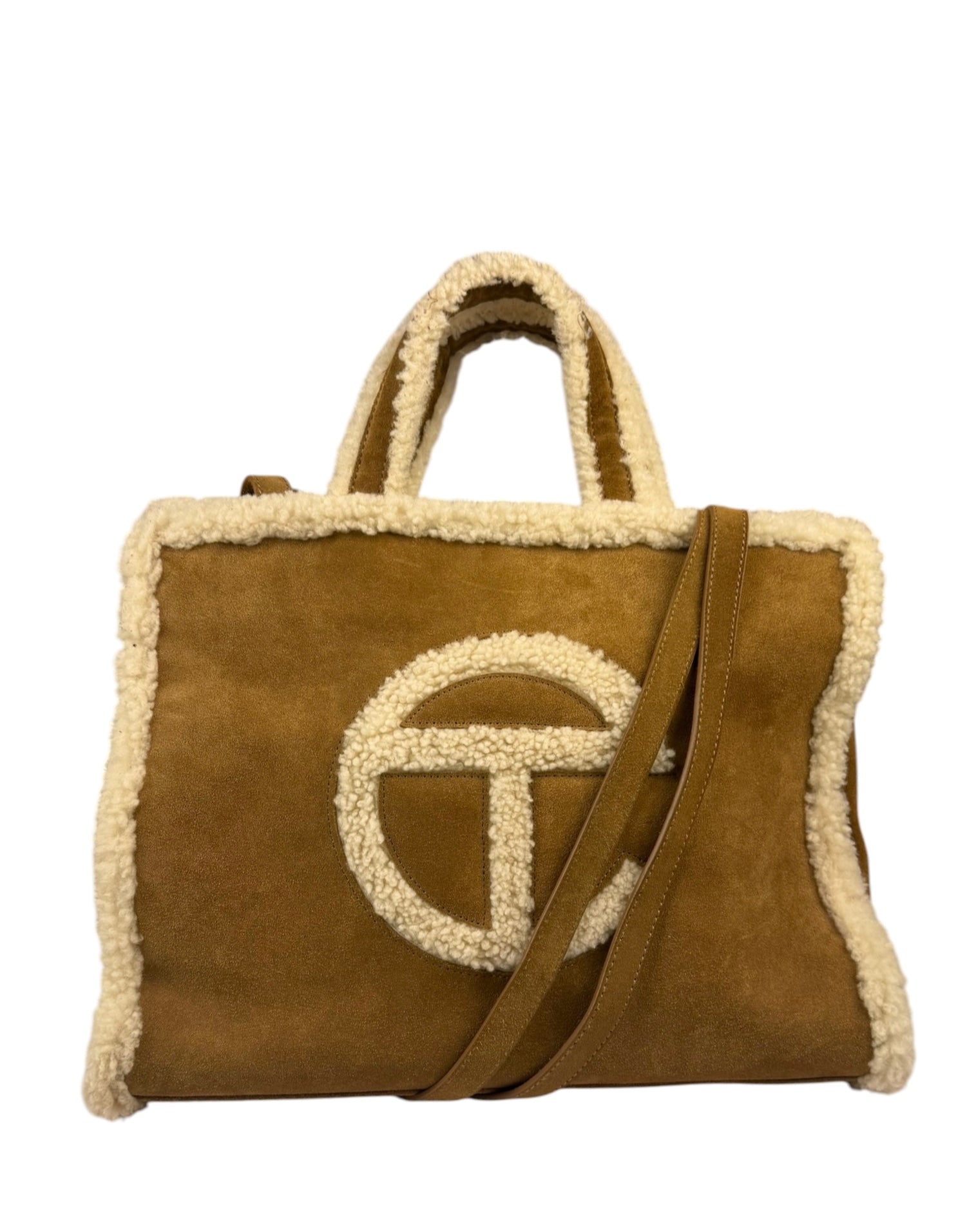 UGG x Telfar Brown Suede Medium Chestnut Shopper Tote