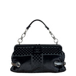 Chanel Black Velvet Leather Trim Kiss-Lock Two-Way Bag 2006