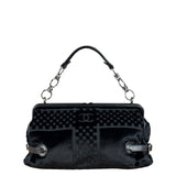 Chanel Black Velvet Leather Trim Kiss-Lock Two-Way Bag 2006