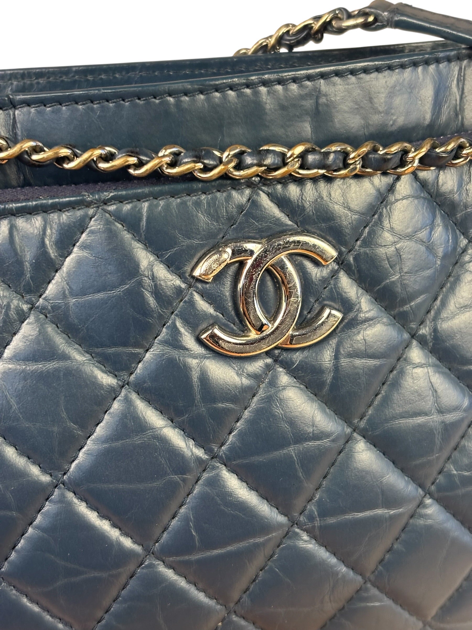 Chanel Blue Quilted Leather CC Chain Shoulder Bag 2018