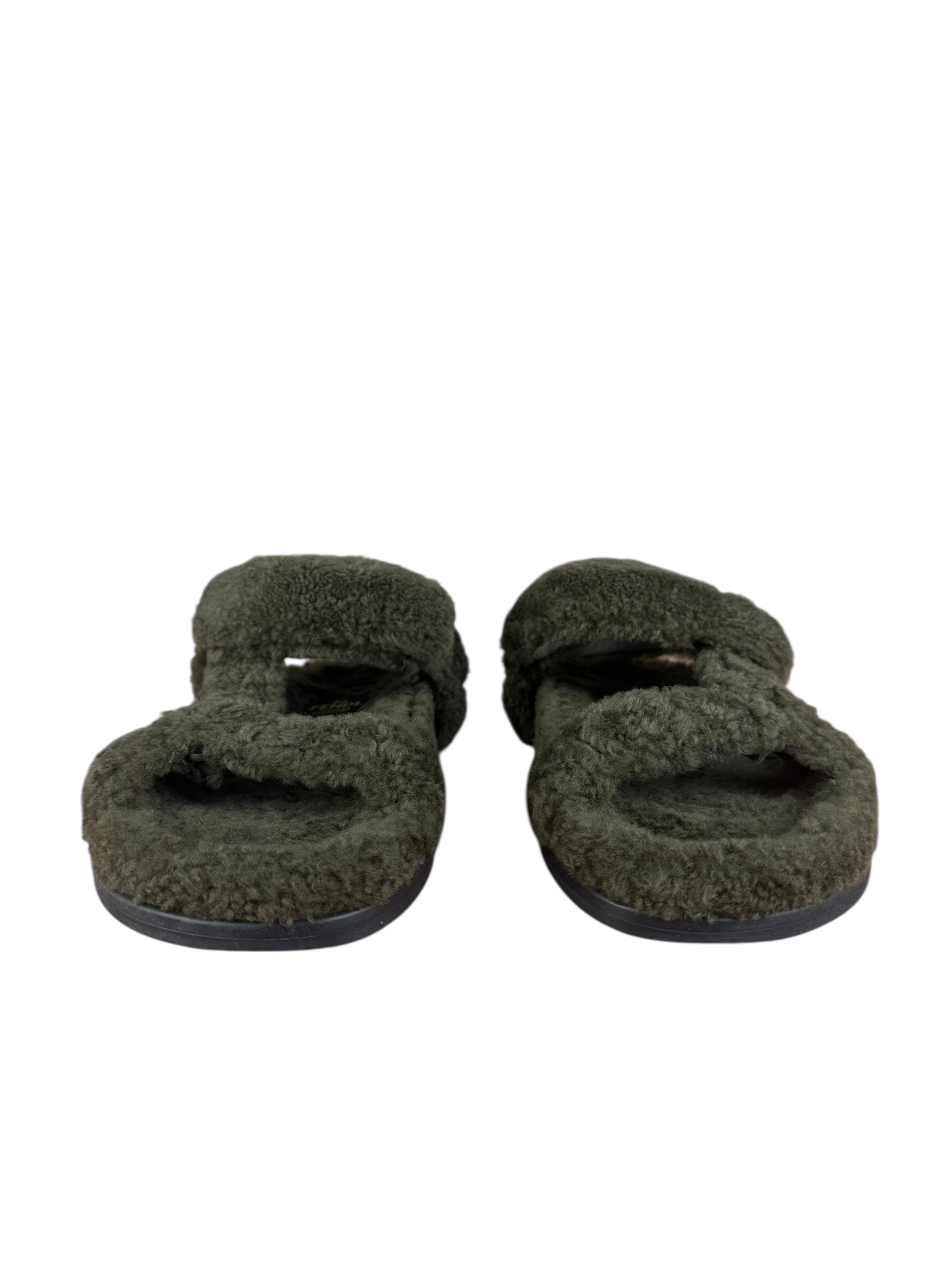 Fendi Green Shearling Sandals