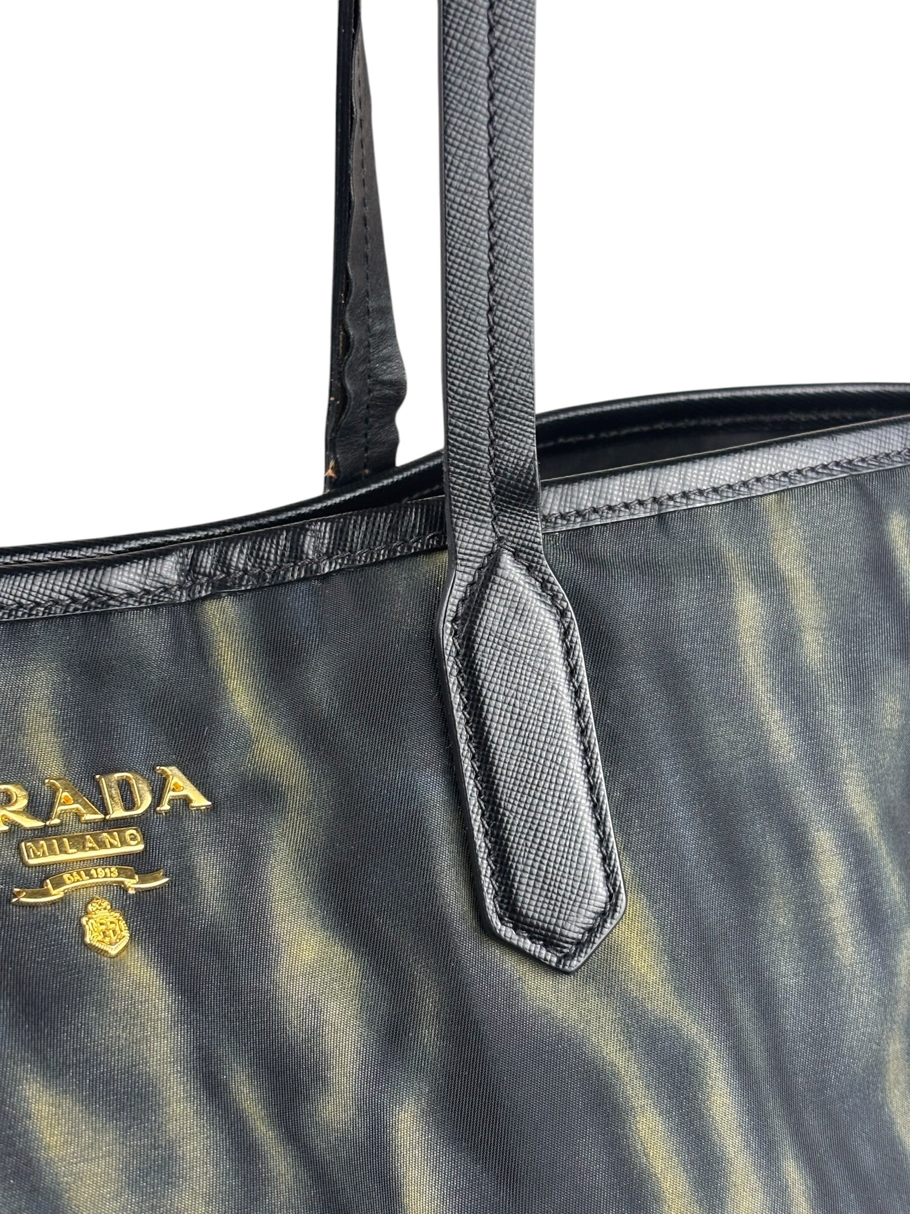 Prada Green/Black Nylon Tessuto Stampato Shoulder Bag