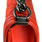 Chanel Red Quilted Double Stitch Boy Bag 2014