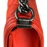 Chanel Red Quilted Double Stitch Boy Bag 2014