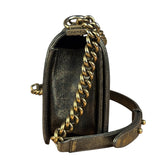 Chanel Metallic Dark Bronze Leather Old Medium Boy Flap Shoulder Bag