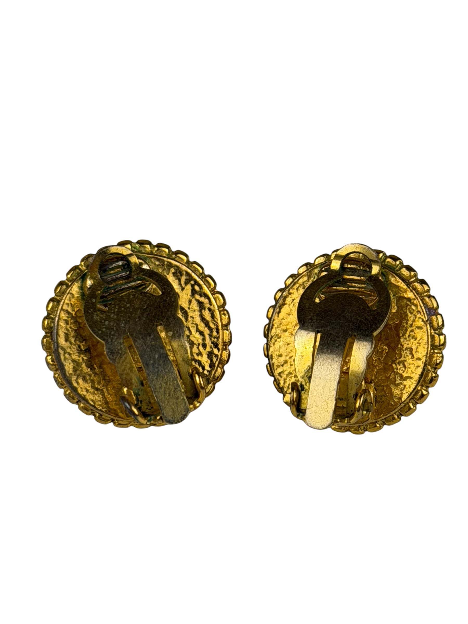 Chanel Vintage CC Faux Pearl Button Clip-On Earrings