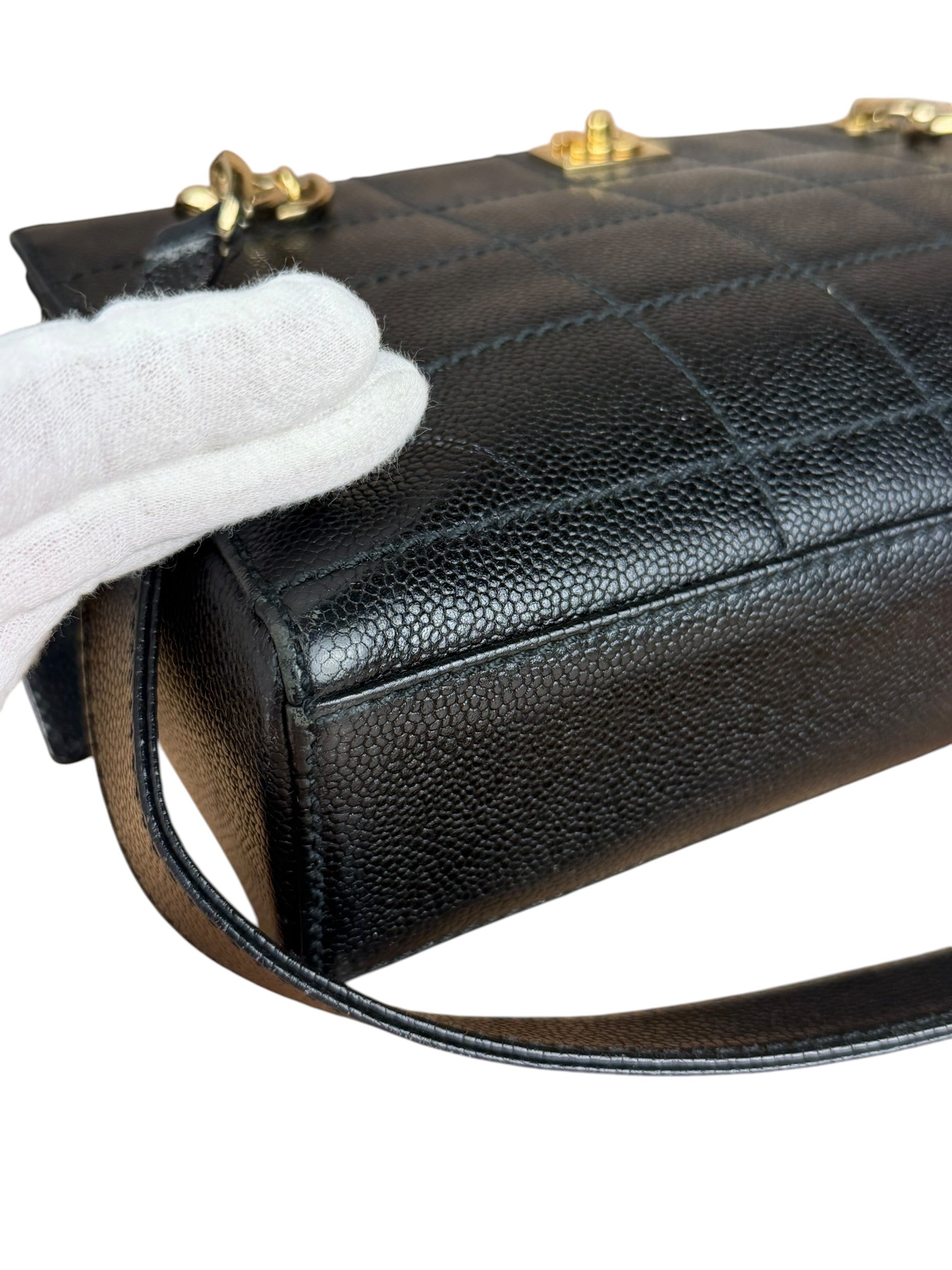 Chanel Black Choco Bar Stitch Caviar Chain Tote 2002