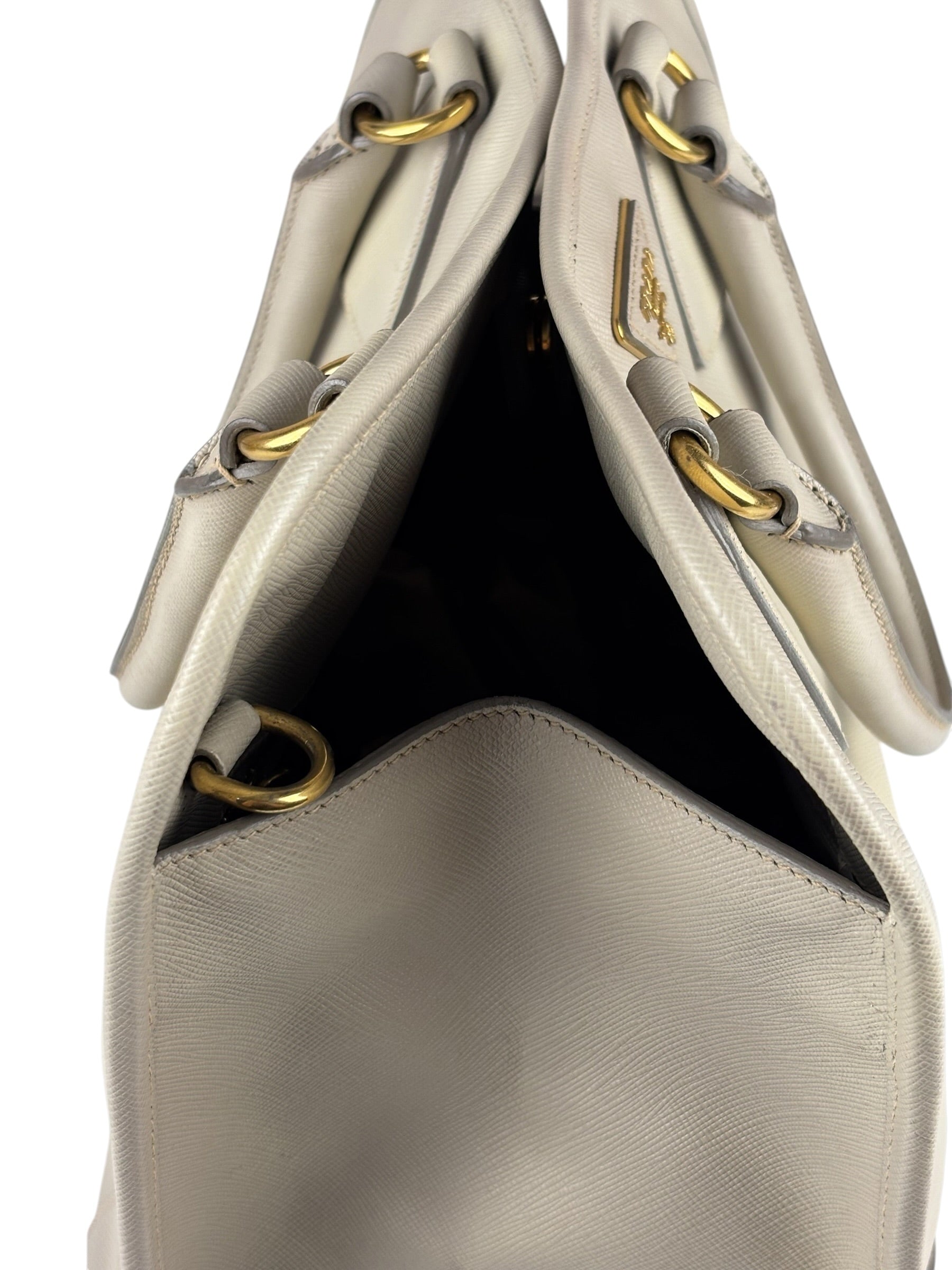 Prada Saffiano Lux Leather Grey 2Way Shopping Bag