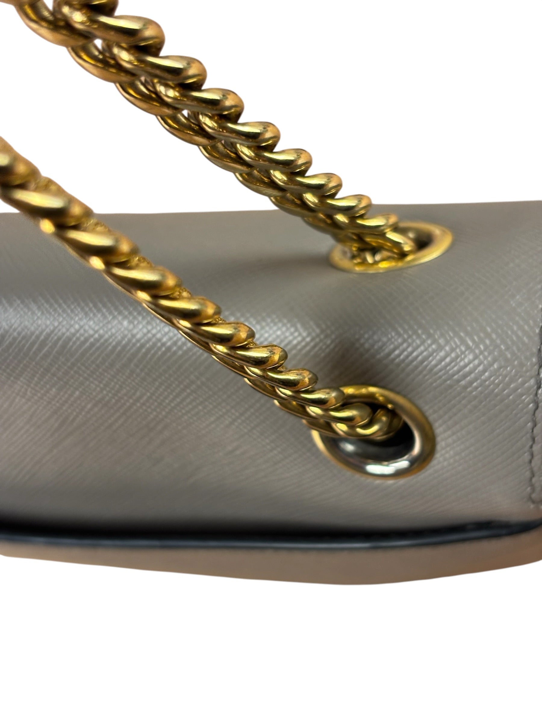 Prada Grey Saffiano Leather Cuir Pattina Crossbody