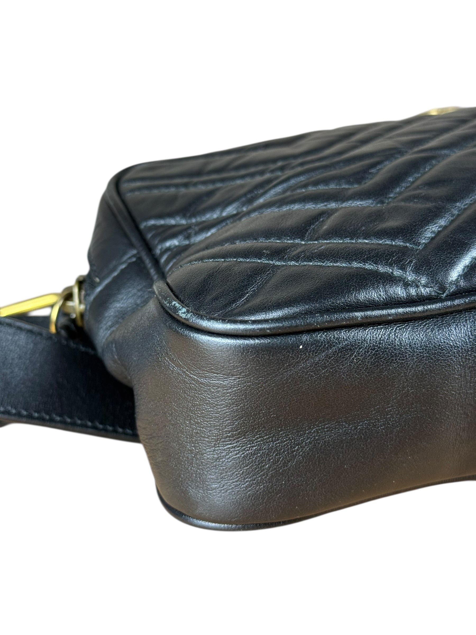 Gucci GG Black Chevron Leather Belt Bag