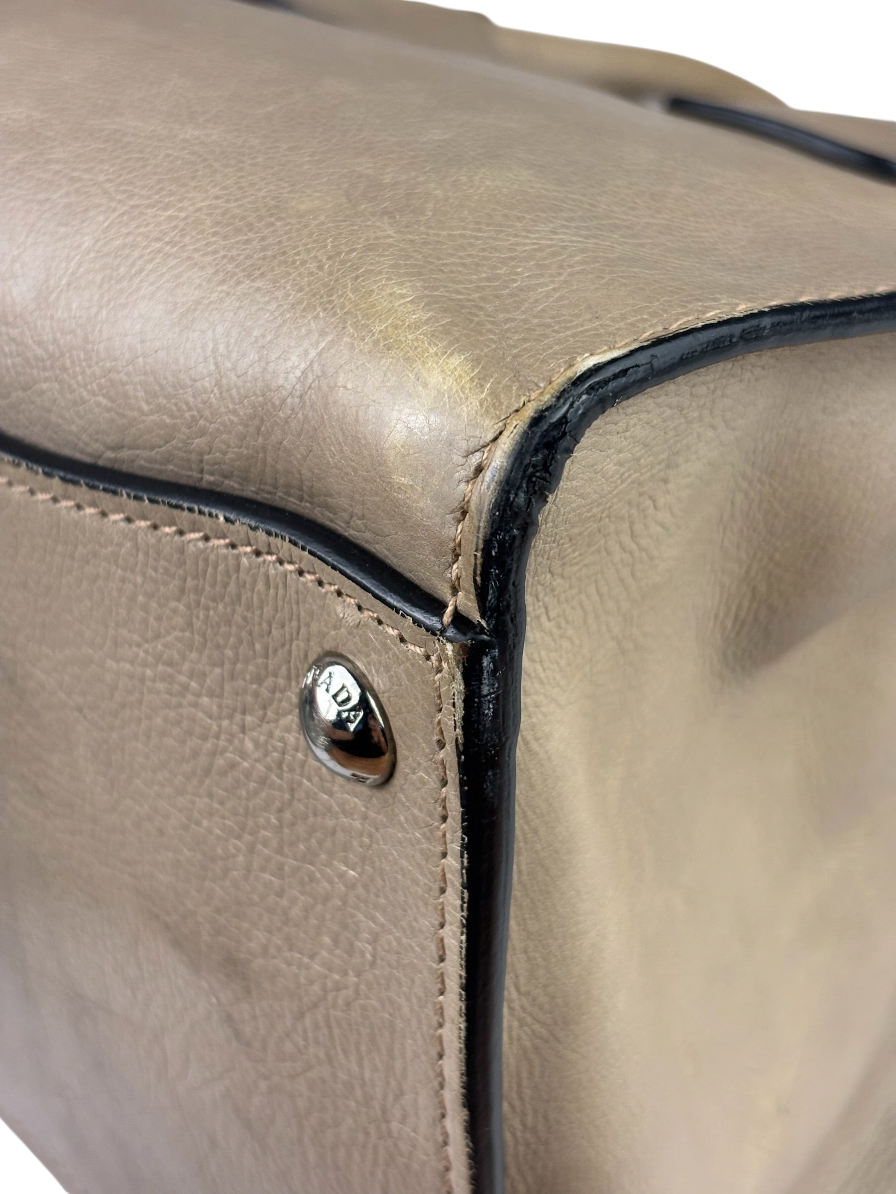 Prada Beige Glace Calf Twin Tote