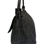 Fendi Black Leather Trim Zucca Baguette