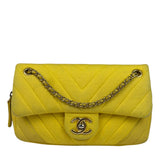 Chanel Yellow Chevron Flap Chain Shoulder Bag 2015