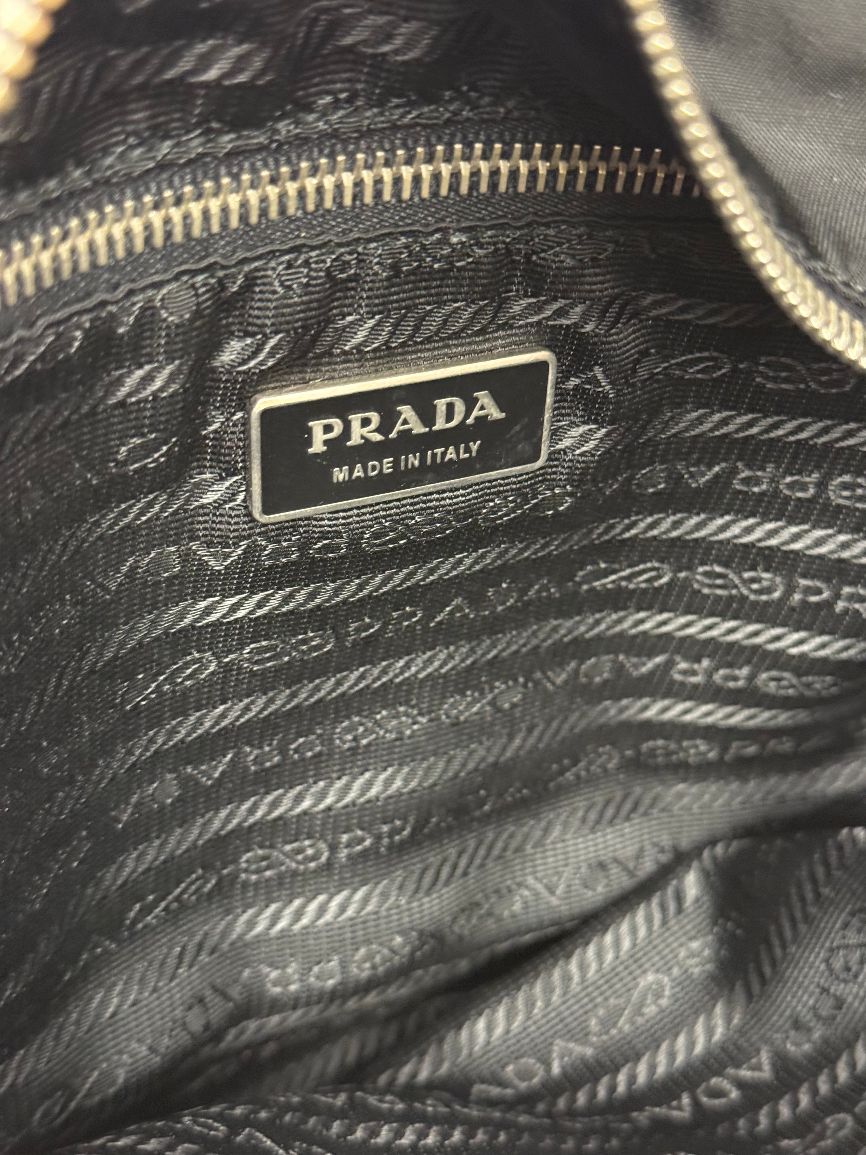 Prada Vintage Black Nylon Zip Shoulder Bag