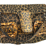 Fendi Brown Leather Trim Leopard Print Buckle Bag