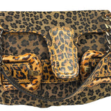 Fendi Brown Leather Trim Leopard Print Buckle Bag