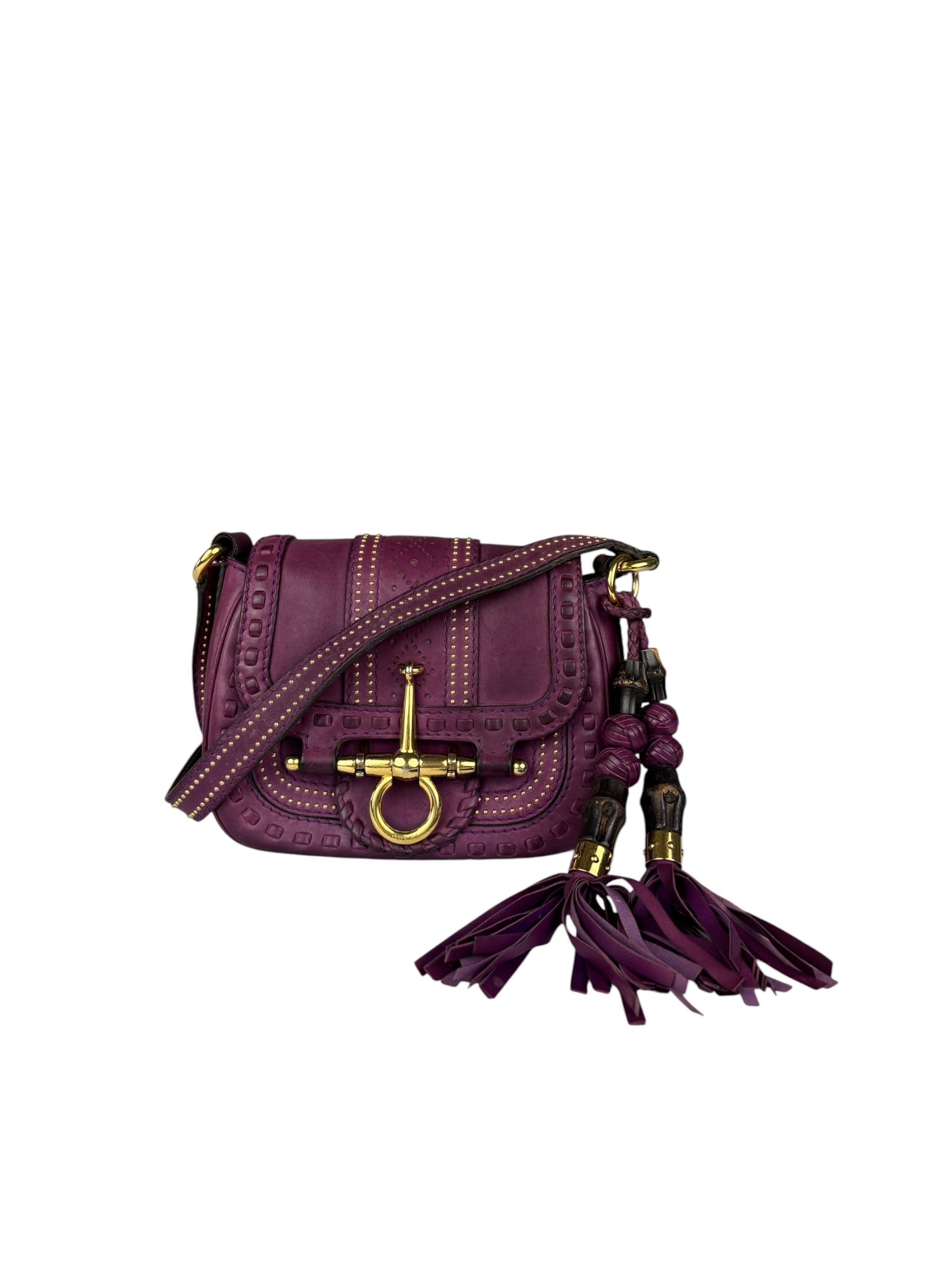 Gucci Vintage Purple Leather Small Snaffle Bit Shoulder Bag