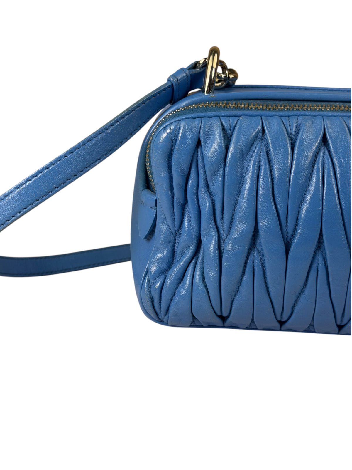 Miu Miu Blue Matelassè Leather Crossbody Bag