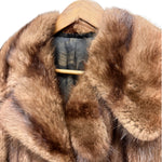 Vintage Brown Striped Fox Fur Long Coat