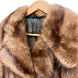 Vintage Brown Striped Fox Fur Long Coat