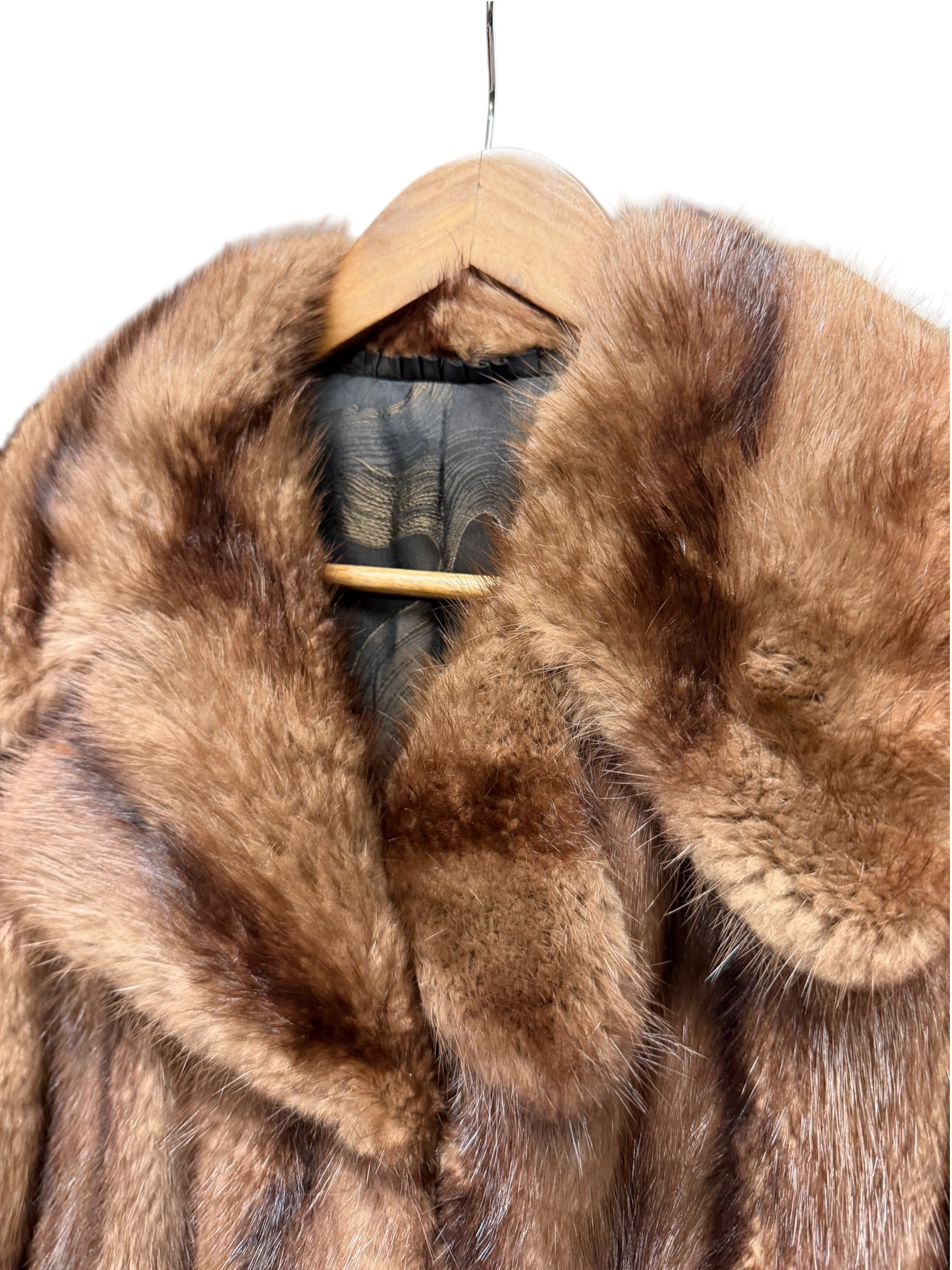 Vintage Brown Striped Fox Fur Long Coat