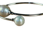 Silver-Toned Real Pearl Wrap Bangle Bracelet