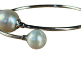 Silver-Toned Real Pearl Wrap Bangle Bracelet
